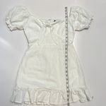 Wild Girls Tie Front Puff Sleeve Mini Dress in White Photo 4