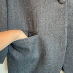 Liz Claiborne  Vtg Women 100 %  Wool Blazer Jacket Shoulder Pads Gray One Button Photo 4