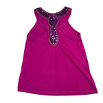 EXPRESS Women's Medium Magenta High Neck Sequin Racerback Sleeveless Blouse Photo 2