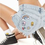 ZARA  Denim High Rise Jean Shorts Sz 10 Light Blue Distressed HIPPIE Festival NEW Photo 1