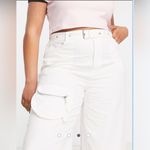 Missguided Plus White Zipper Tactical Cargo WideLeg BaggyLounge Pants Pockets 18 Photo 4