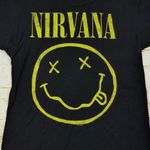 Tultex Y2K Nirvana Smiley Face T-Shirt Womens L Black 2013 Grunge Nevermind VTG Photo 1