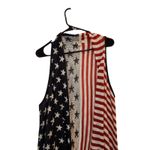 Unity World Wear Knit Asymmetrical American Flag Long Cardigan Sweater Medium Red Photo 2