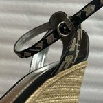 Tommy Hilfiger  Monogrammed Black and Beige Espadrilles Sandal Wedges size 7.5 Photo 8