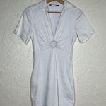 ZARA Women's Linen Blend White Ring Cutout Collared Bodycon Mini Dress Sz Small Photo 0