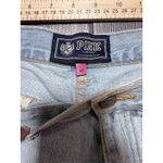 PINK - Victoria's Secret  Denim Jean Shorts SZ 10 Light Wash Distressed Micro Cheeky Photo 3