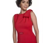 Calvin Klein Side Bow Sleeveless Scuba Knit Sheath Dress in red. Size 10 Photo 1