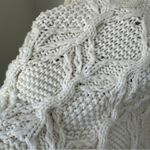 Loft Faux Leather Trim Cable Knit Sweater Ivory Size Large Photo 8