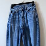 American Eagle Mom Jeans Women Size 00 Reg Blue Mid Rise Destroyed Photo 4