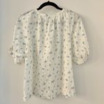 Uniqlo  Women's Linen Blend Puff Sleeve Blouse in White and Blue Floral M NWT Photo 6
