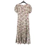 Cinq à Sept Cinq A Sept White Floral Ruched Front Short Sleeve V-neck Midi Dress Size 4 Photo 6