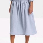 A New Day Blue Micro Stripe Flowy Midi Skirt Size XXL Photo 0