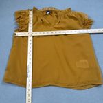 Old Navy Blouse Top Small Womens Mustard Yellow Ruffle Sleeve Sheer V Neck Cute Photo 2