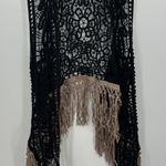 Origami Women Black Crotchet Vest Cardigan Size S/M Boho Festival Hippie Country Size M Photo 0