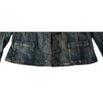 Coldwater Creek Womens  Shaped Embroidered Ornate Stretch Denim Jean Jacket Sz P8 Photo 1