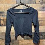 OQQ Black Nylon Spandex ribbed crop Top Size M Photo 0