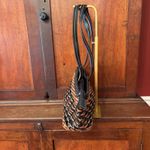 Ellepi Woven Leather Basket Tote Bag Handmade Italy Black Brown Zip Top Photo 2