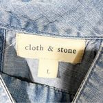 Cloth & Stone Size Large Tencel Sleeveless High Neck Blue Denim Mini Swing Dress Photo 2