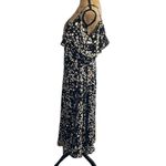 Lane Bryant Black and White Cold Shoulder Split Flutter Sleeve Midi Dress lined Photo 4