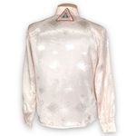 Vintage 80s Pink Satin Blouse Pintuck Pleats Diamond Jacquard Long Sleeve 10 Photo 2