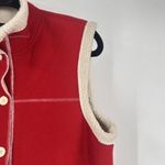 Gap Vintage Y2K  Womens Faux Shearling Red Fleece Vest Large Layering Button Down Photo 3