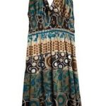 1950s 16/18 handmade silky printed halter dress Photo 0