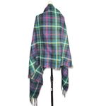 J.Crew Plaid Shawl Wrap Green Blue Tartan Fringe Scarf Pockets Preppy Classic Photo 2