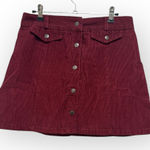 BDG Urban Outfitters Burgundy Corduroy Button-Front Mini Skirt – Size Medium Photo 0