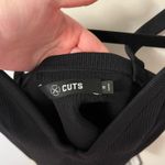 Cuts Clothing Cuts Black Ribbed V-Neck Crop Top Photo 2