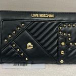 Love moschino Black Quilted Studded Heart Zip Wallet Photo 0