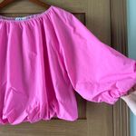 THML  Anthropologie Hot Pink Puff Sleeve Top size Large​​ Photo 3