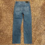 EXPRESS  Modern Straight Super High Rise Distressed Jeans Photo 5