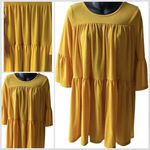 VTG 90s Autumn Yellow Tiered Tunic Dress 3/4 Balloon Sleeve Women’s M Barbie Size M Photo 1