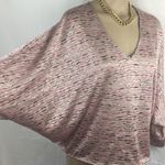 Karina Grimaldi  Pink & Tan Striped Shiny Top M Photo 3