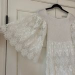 Alice + Olivia Roseline White Lace Eyelet Maxi Dress Size Small Wedding Smocked Photo 6
