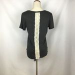 Moonchild Womens Tie Front Medium Shirt With Lace Gray Photo 4