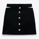 ZARA Cut Out Button-Front Skirt, Black & Gold, Size M, EUC Photo 0
