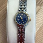 Timex Ladies Watch Two Tone Stainless Bracelet Blue Dial Date Window Photo 1