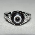 Source Unknown Thrilling Black/Gray (Insight) Evil Eye Silver Tone Etched Band Sizes 8& 11 Ring Photo 1