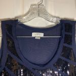 Loft  Navy/Black Sequin Accent Sleeveless Blouse Small Photo 2