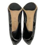 via spiga new Metallic Python Leather Peep Toe Heels Pumps Black Grey 8.5M Photo 12
