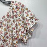 Acting Pro  White Pink Yellow Green Floral Ruffle Sleeve Top Photo 8