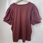 Chico's  Top Womens Balloon Puff Sleeve Tee Red Shirt Cotton Blend Basic XXL Photo 1