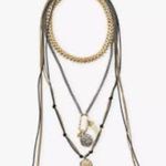 Zara 3 pack medallion and gem necklace Gold and Black Layered Necklace Set Photo 0