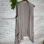LOGO By Lori Goldstein LOGO Lori Goldstein Taupe Drape Vest Photo 1