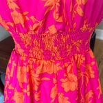 Colorful Festive Neon Pink Orange Flirty Mini Dress Photo 4