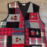 Koret Vintage Ugly Christmas Sweater Party Patchwork Vest Size Petite Small Black Photo 2