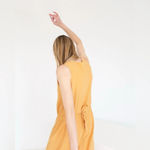 7115 BY SZEKI Wide Legged Linen Cotton Jumpsuit in Golden Yellow Photo 4