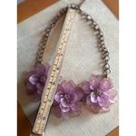 Statement Floral Necklace With Purple Acrylic Petals & Rhinestone Centers On Gol Photo 10