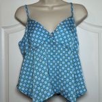 Wild Fable Y2K Asymmetrical Hem Blue & White Daisy Geometric Pattern Tank Top LG Photo 0